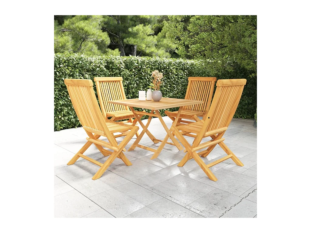 Ensemble à manger de jardin 5 pcs Bois de teck massif