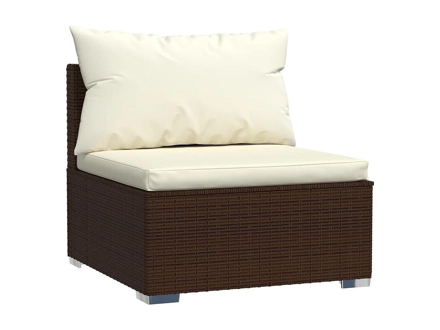 10 pcs conjunto lounge jardim c/ almofadões vime PE castanho