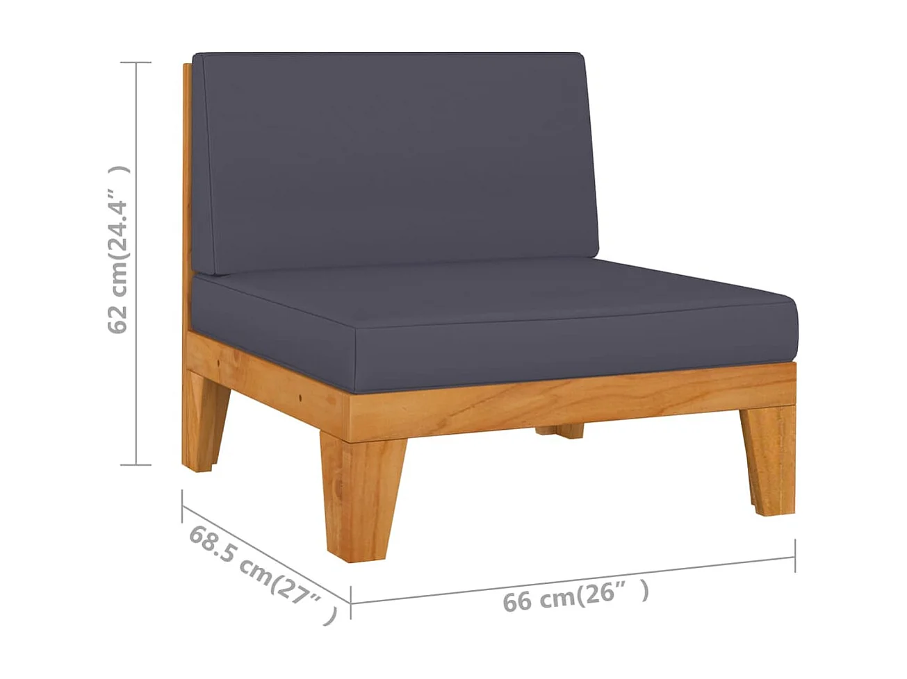 3-tlg. Garten-Lounge-Set mit Kissen Akazie Massivholz