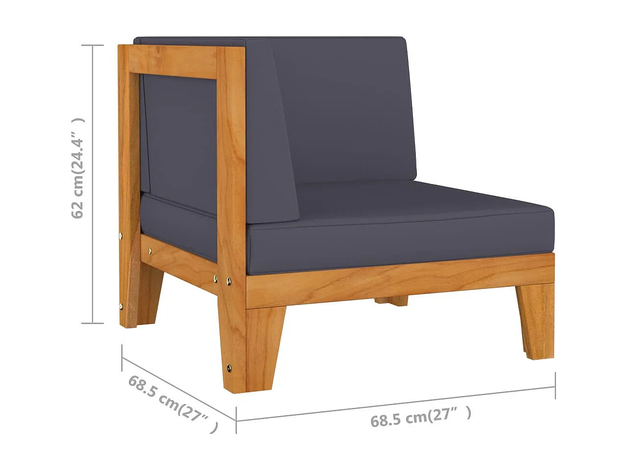 3-tlg. Garten-Lounge-Set mit Kissen Akazie Massivholz