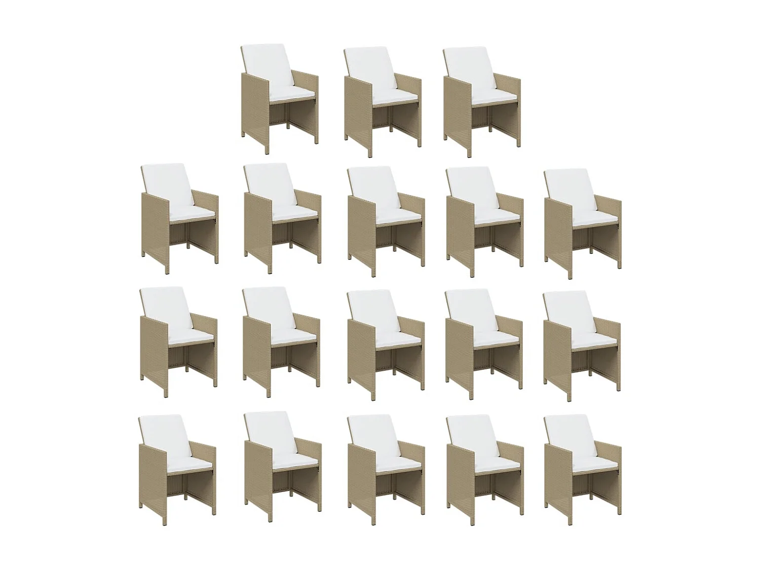 Ensemble à manger de jardin coussins 19pcs Résine tressée Beige