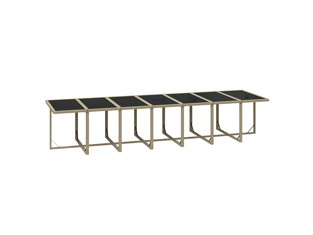 19-tlg. Garten-Essgruppe mit Kissen Poly Rattan Beige