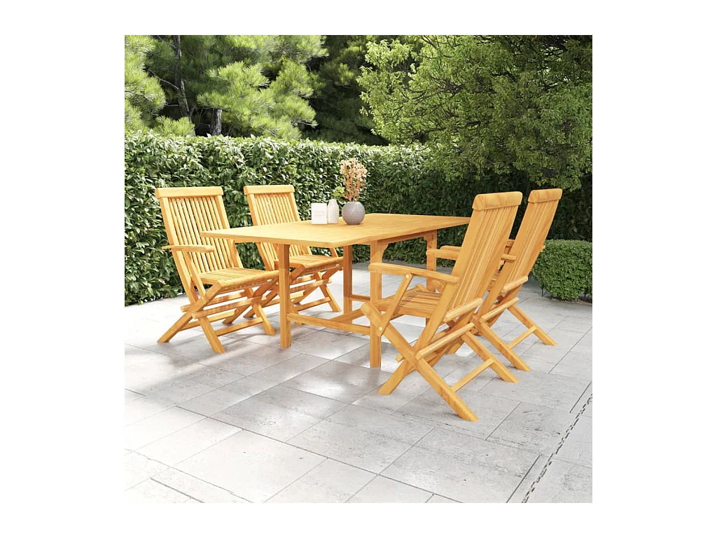 Salon de jardin 5 pcs Bois de teck massif