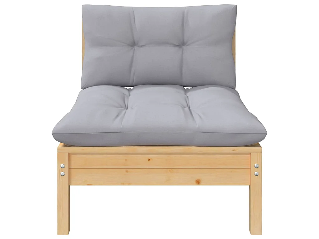 Juego de muebles de jardín 7 pzas y cojines madera maciza pino