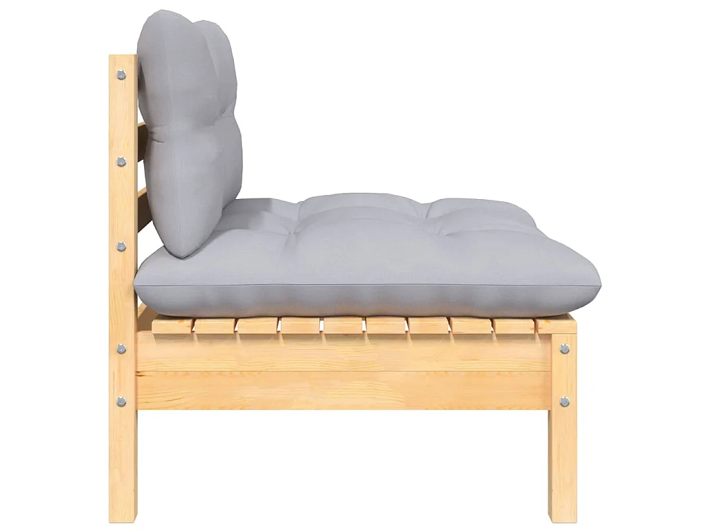 Juego de muebles de jardín 7 pzas y cojines madera maciza pino