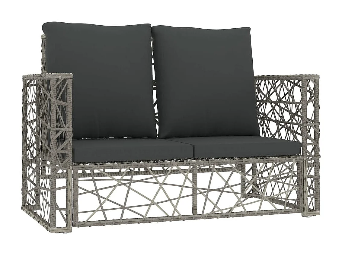 2-delige Loungeset met kussens poly rattan grijs