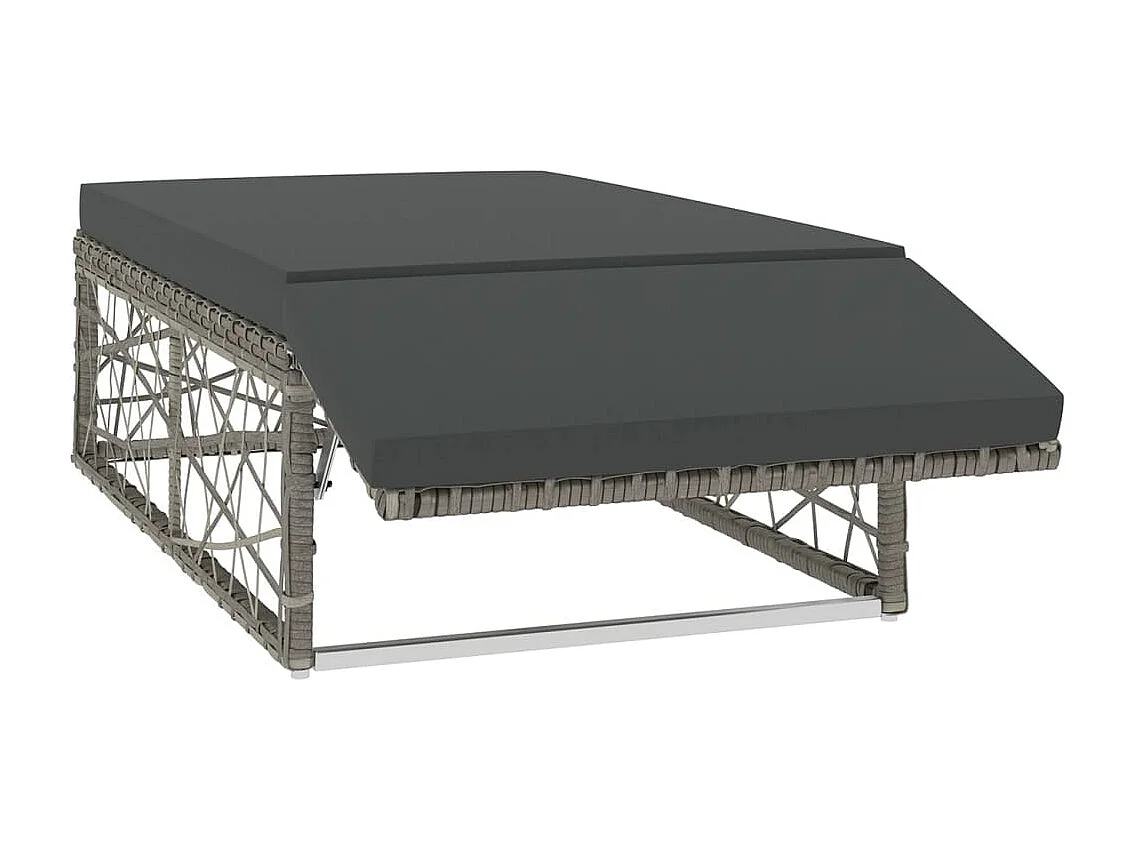 2-delige Loungeset met kussens poly rattan grijs