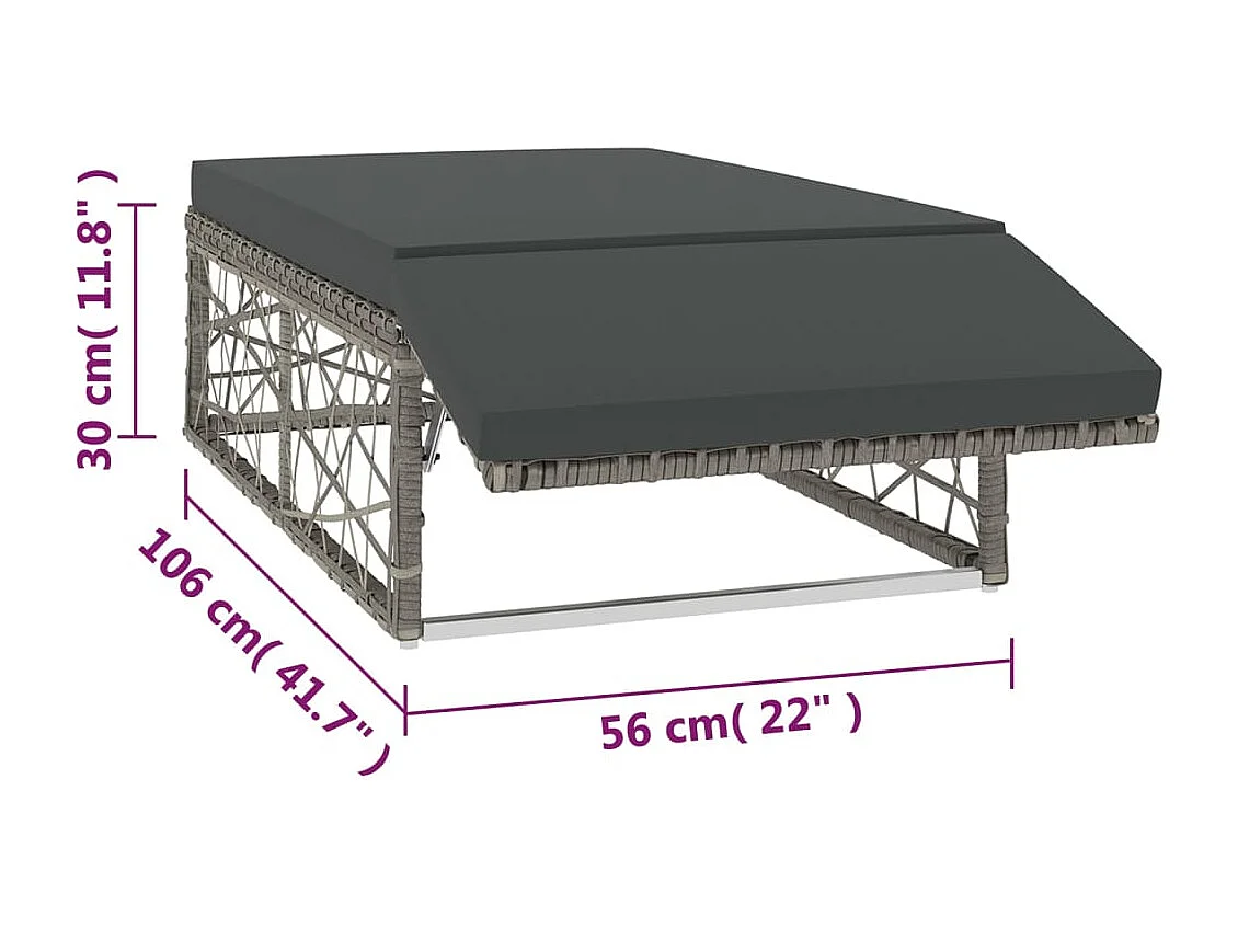 2-delige Loungeset met kussens poly rattan grijs