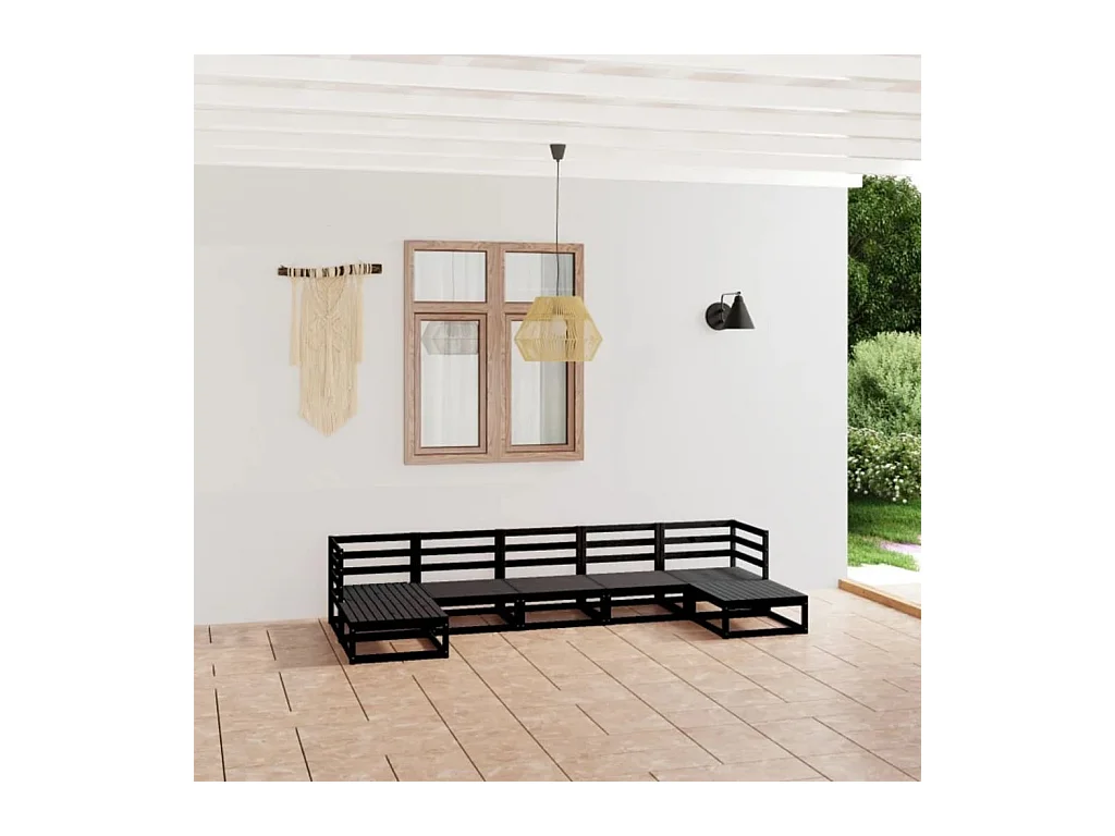 Set Divani da Giardino 7 pz in Legno Massello di Pino