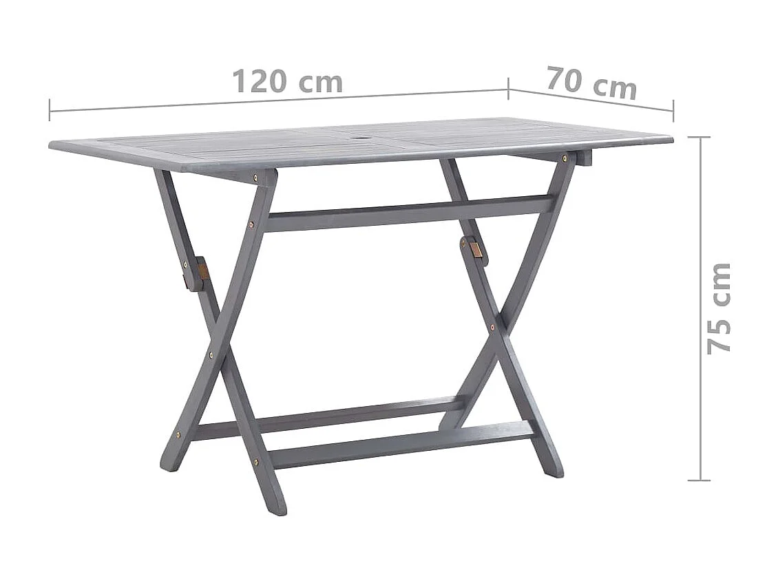 Set da Pranzo per Giardino 7 pz Legno Massello di Acacia Grigio