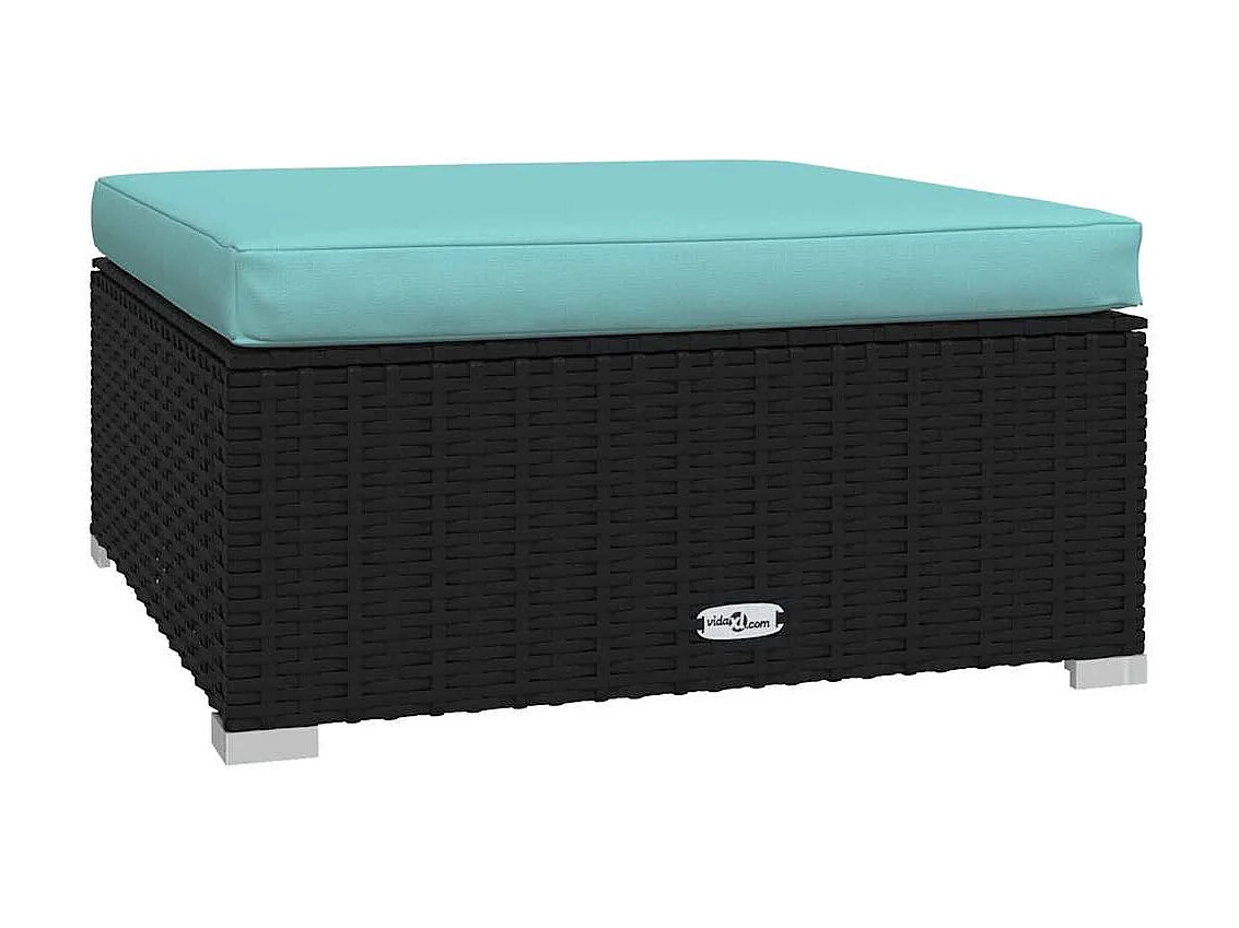 Salon de jardin 5 pcs avec coussins Résine tressée Noir