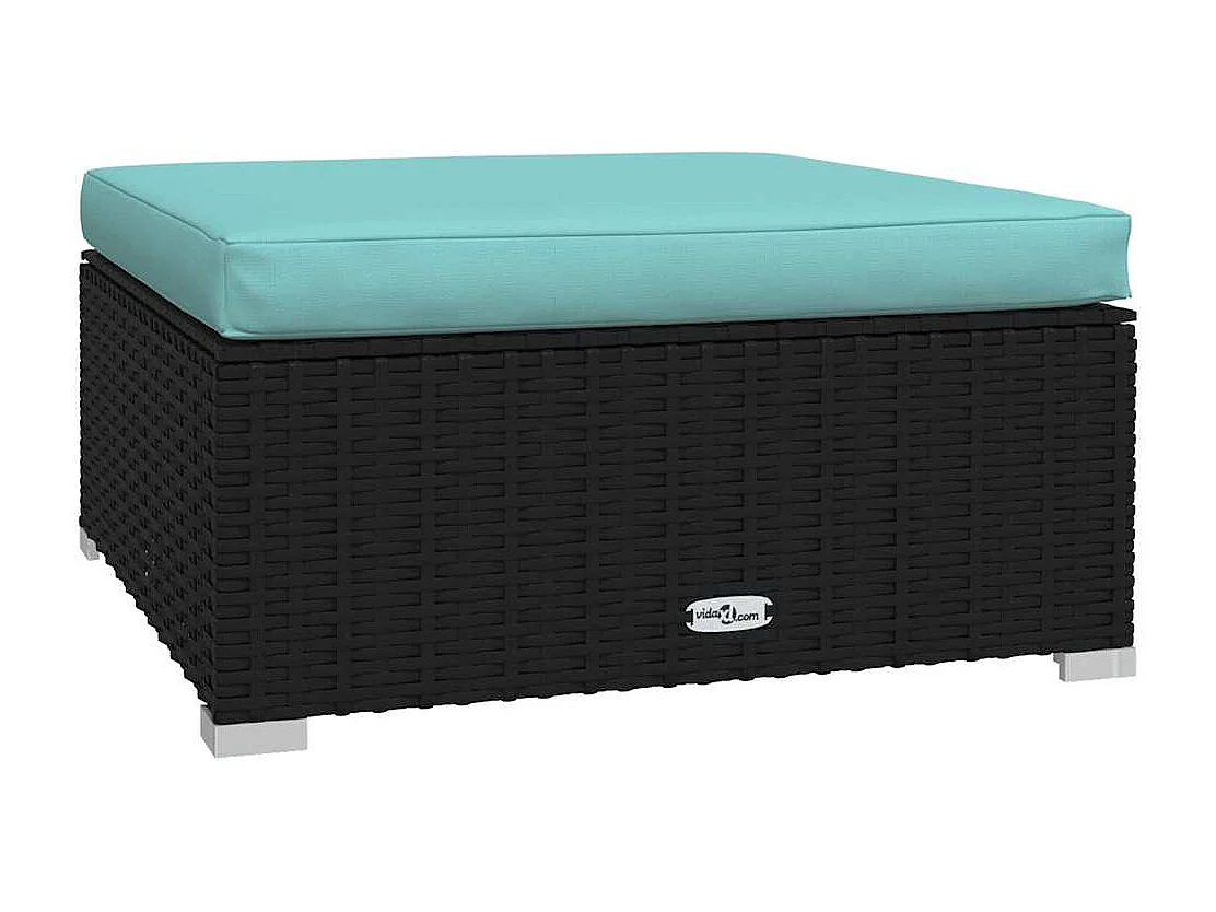 Salon de jardin 5 pcs avec coussins Résine tressée Noir