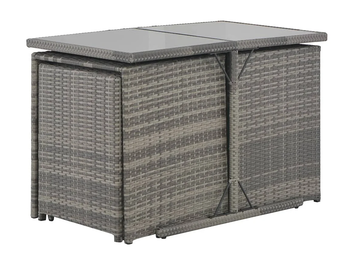 7-tlg. Garten-Essgruppe mit Kissen Poly Rattan Grau