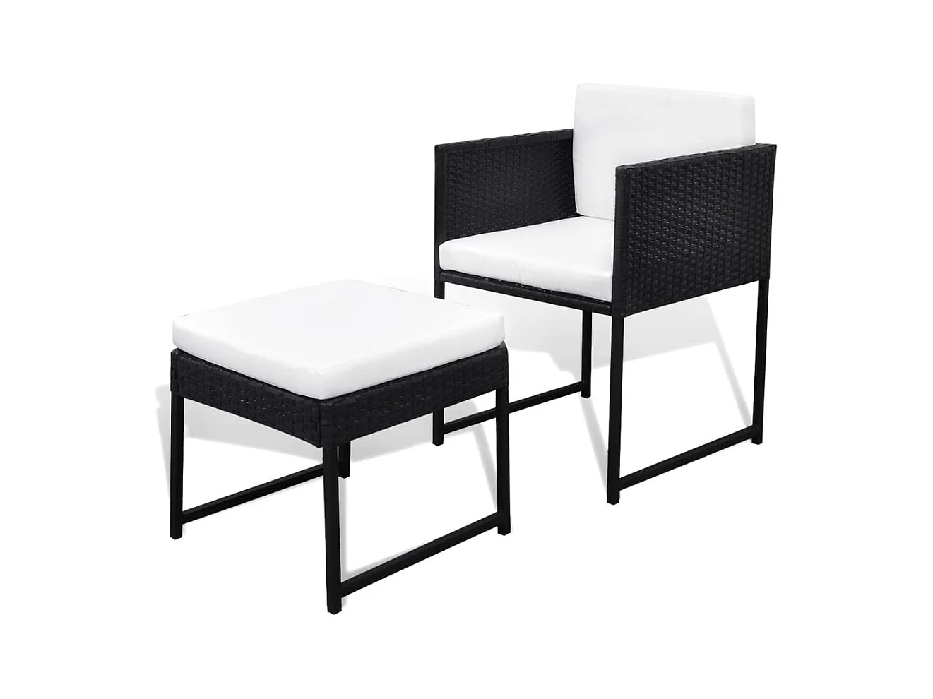Set comedor de jardín 9 piezas y cojines ratán sintético negro