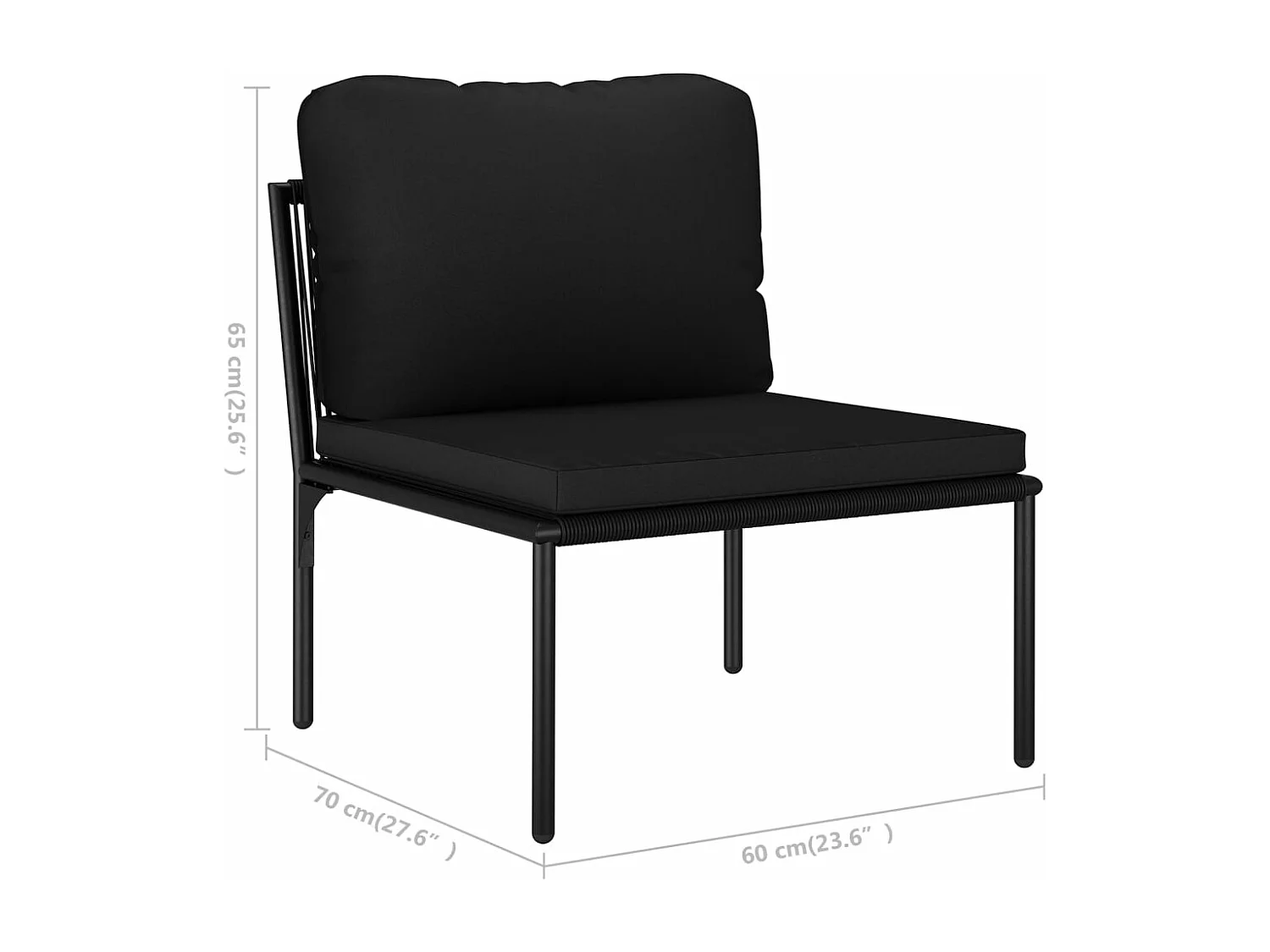 6-tlg. Garten-Lounge-Set mit Auflagen Schwarz PVC