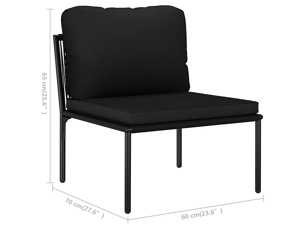 Salon de jardin 6 pcs avec coussins Noir PVC