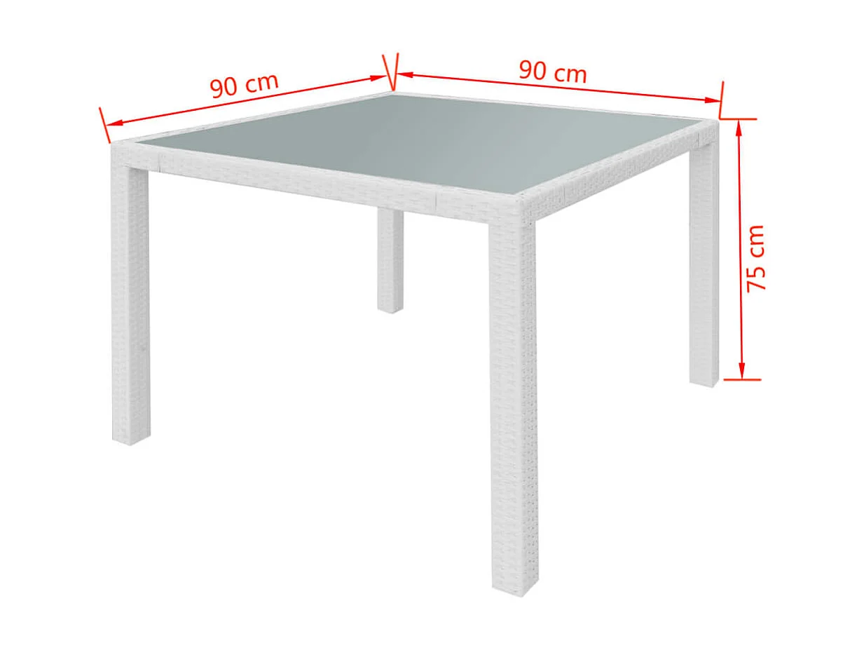 5-tlg. Garten-Essgruppe Poly Rattan Cremeweiß