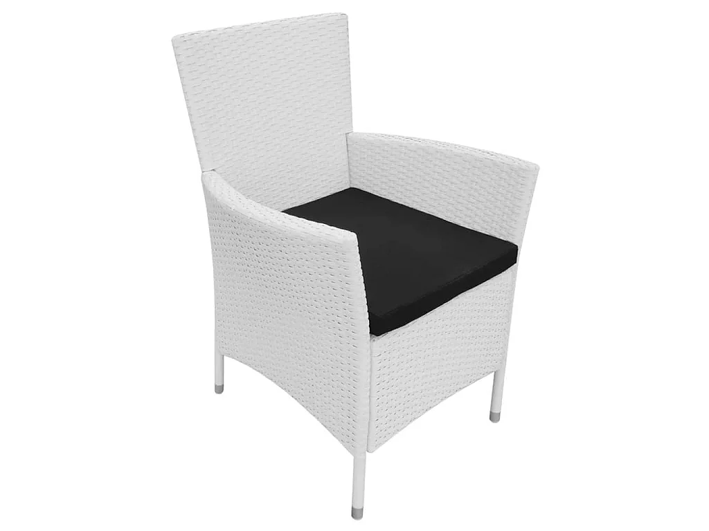 Salon de jardin 5 pcs Résine tressée Blanc-crème