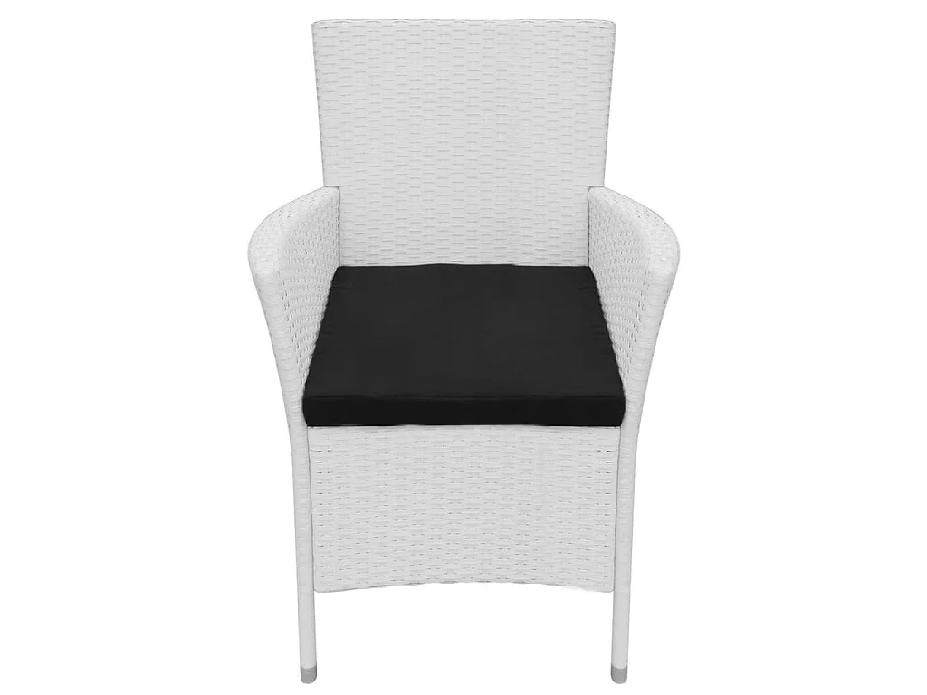 Salon de jardin 5 pcs Résine tressée Blanc-crème