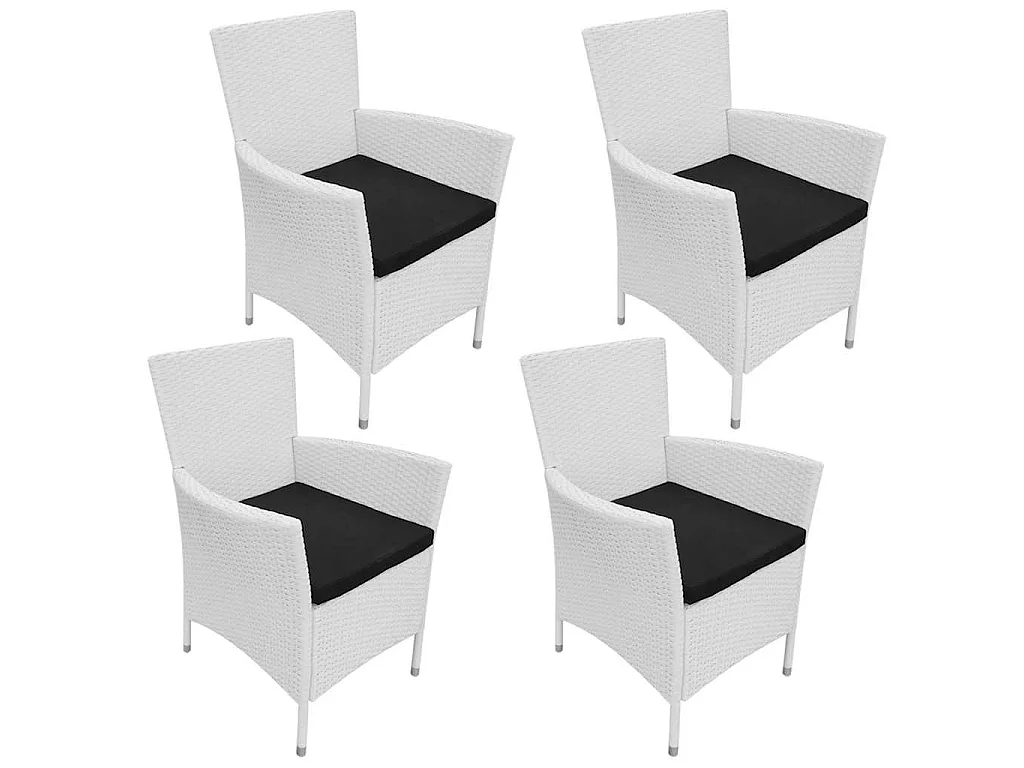 Salon de jardin 5 pcs Résine tressée Blanc-crème