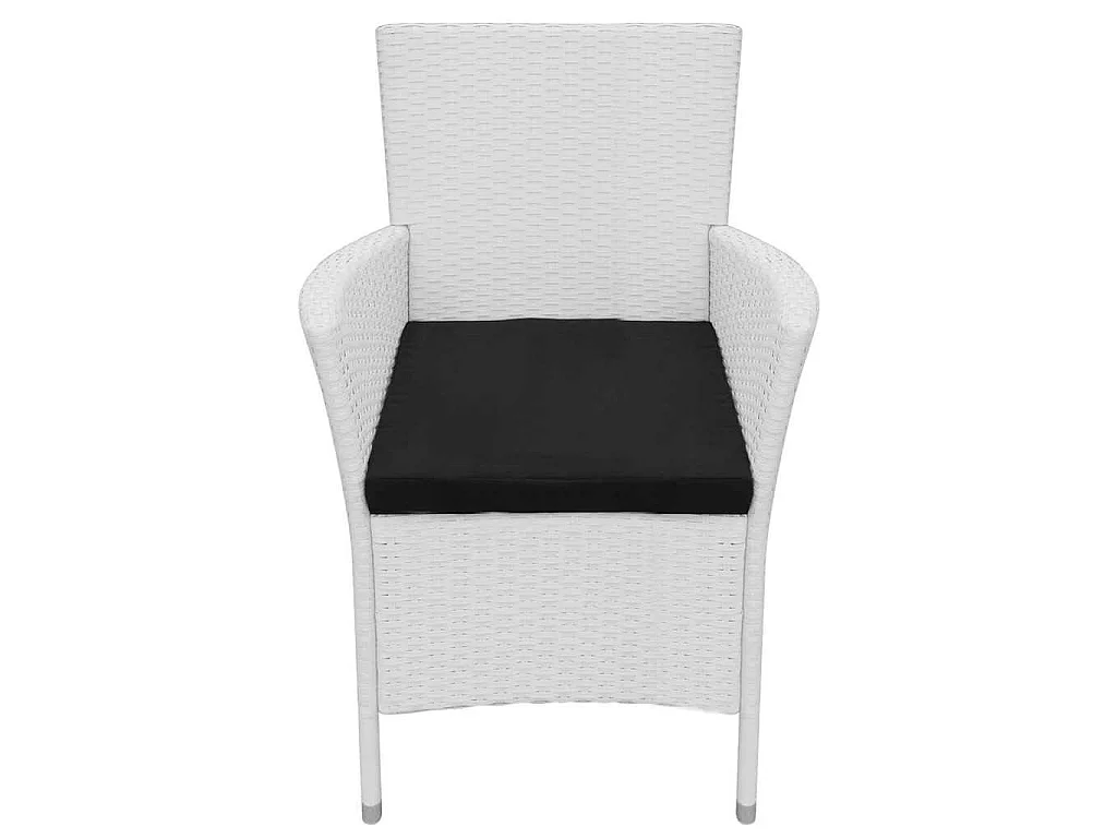 Salon de jardin 5 pcs Résine tressée Blanc-crème