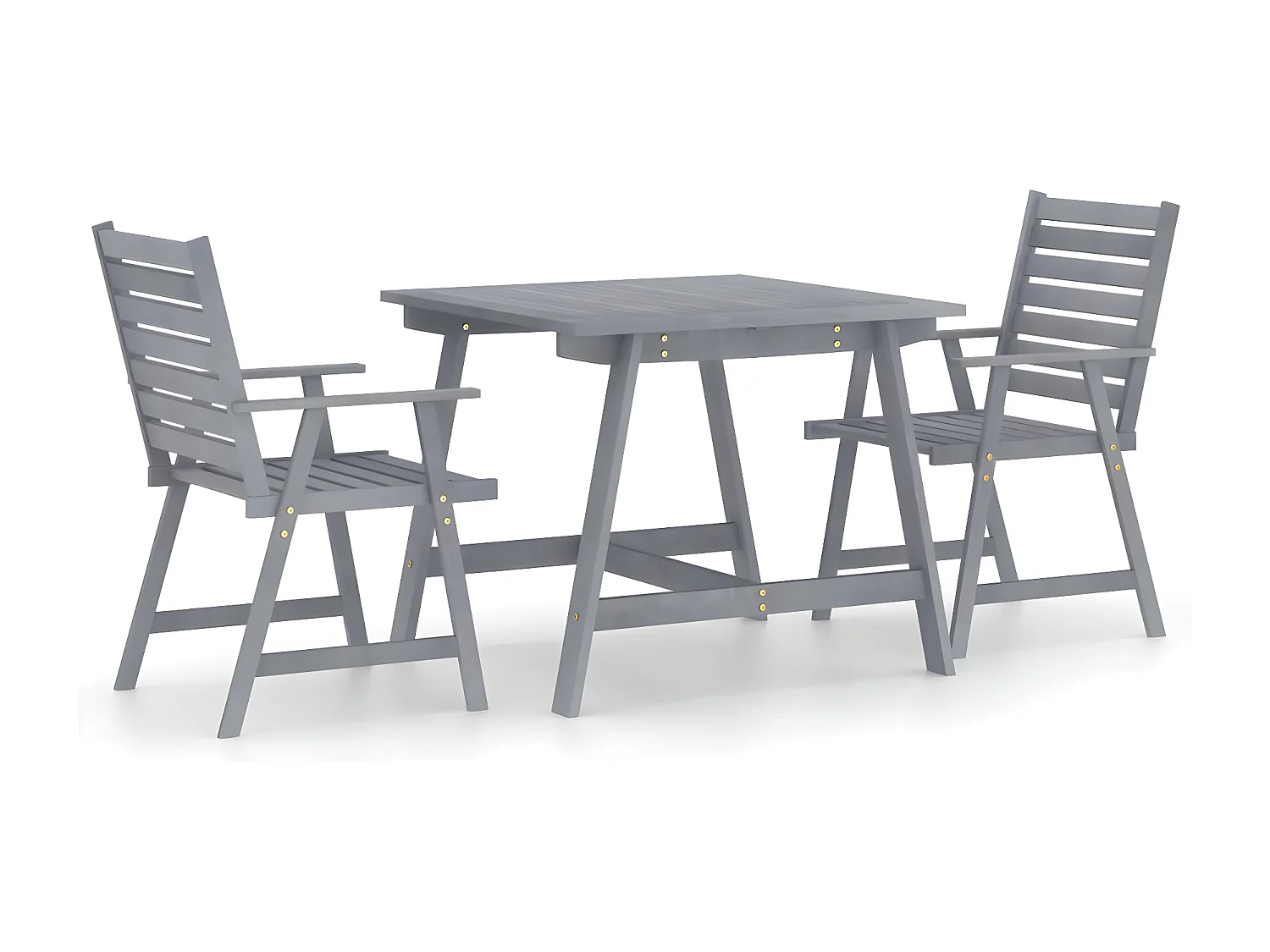 3-tlg. Garten-Essgruppe Grau Massivholz Akazie