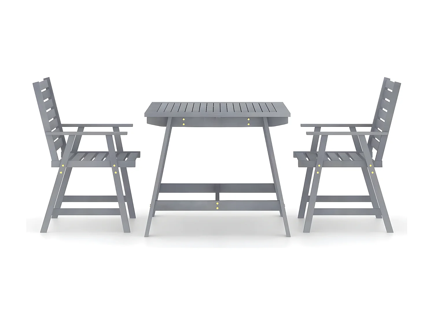 3-tlg. Garten-Essgruppe Grau Massivholz Akazie