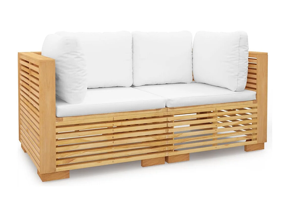 Garten-Ecksofas mit Kissen 2 Stk. Massivholz Teak