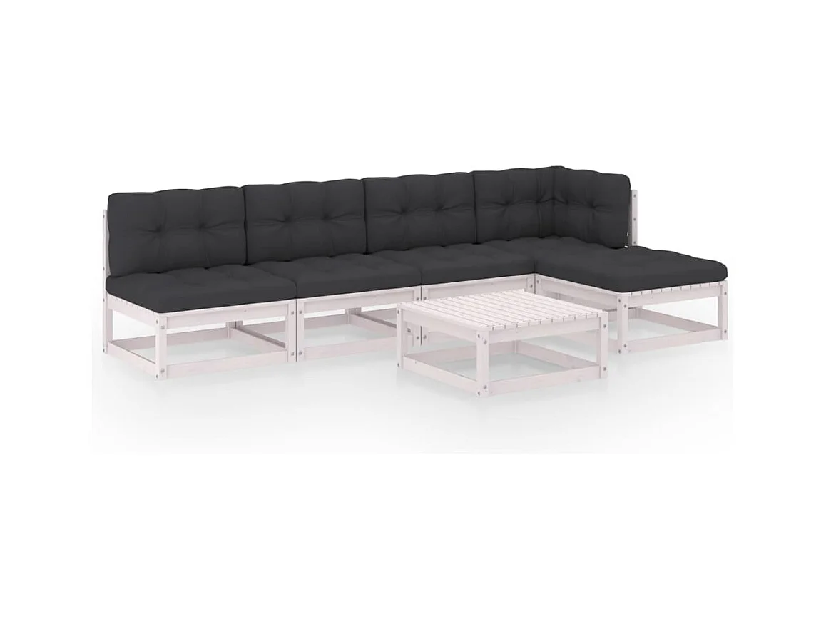 6-tlg. Garten-Lounge-Set mit Kissen Kiefer Massivholz