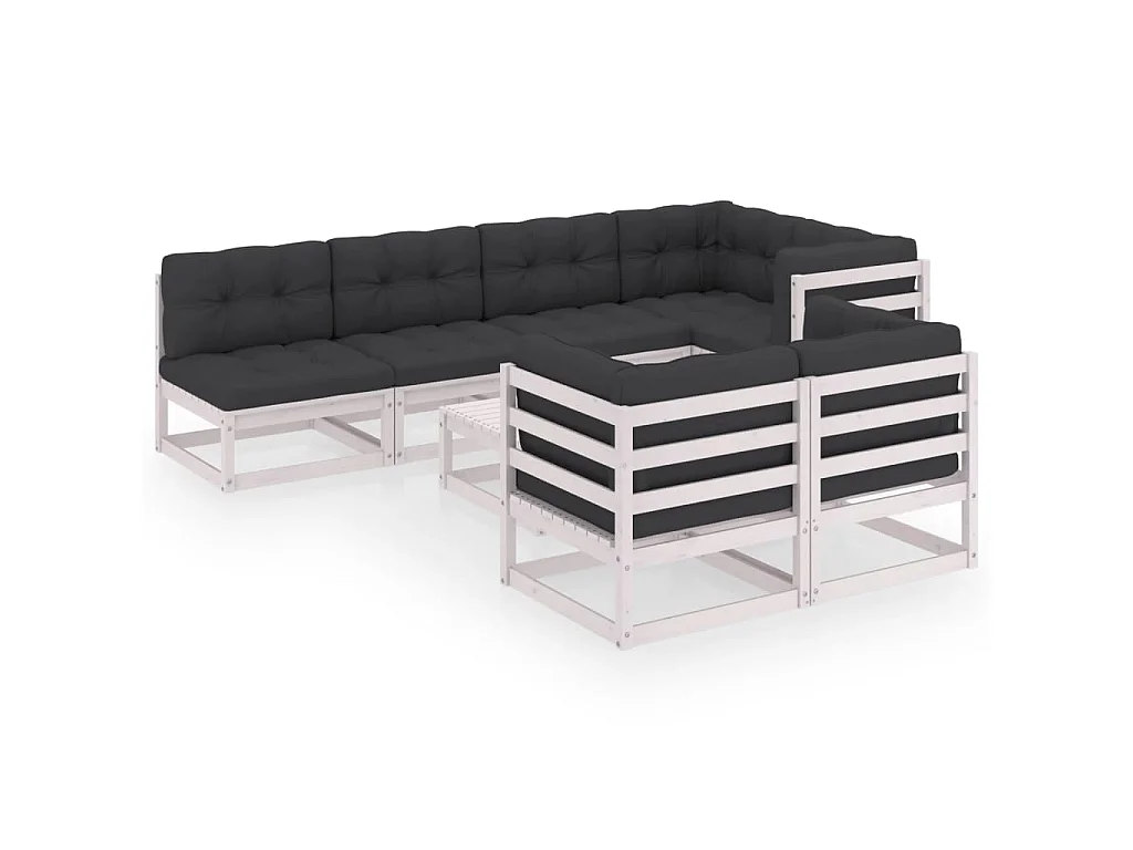 8-delige Loungeset met kussens massief grenenhout