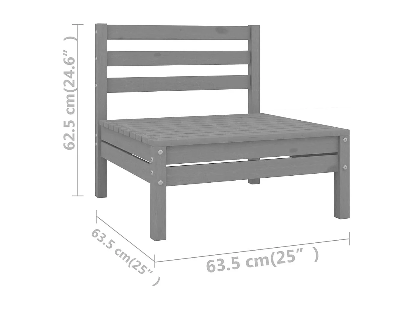 Set Salotto da Giardino 13 pz in Legno Massello di Pino Grigio