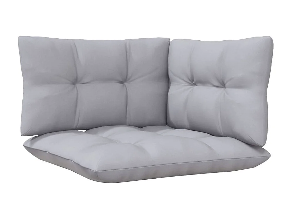 Salon de jardin 7 pcs avec coussins gris bois de pin