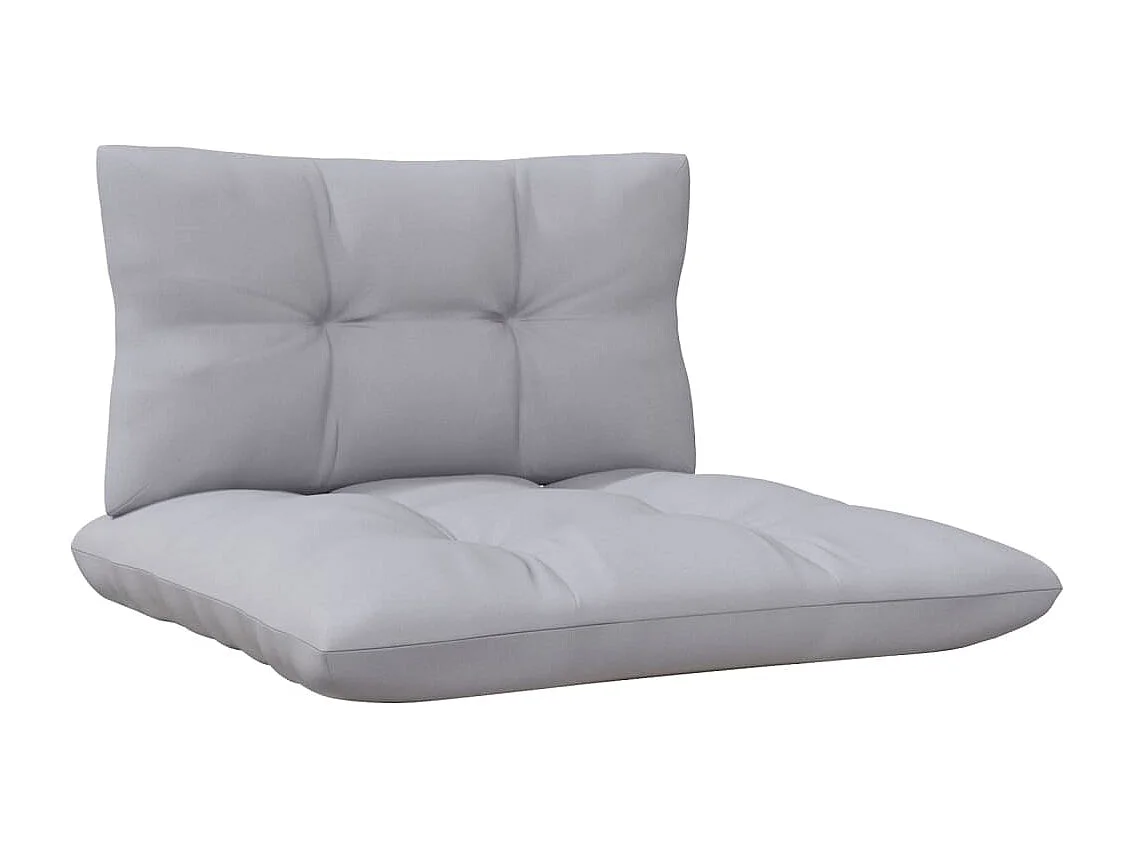 Salon de jardin 7 pcs avec coussins gris bois de pin