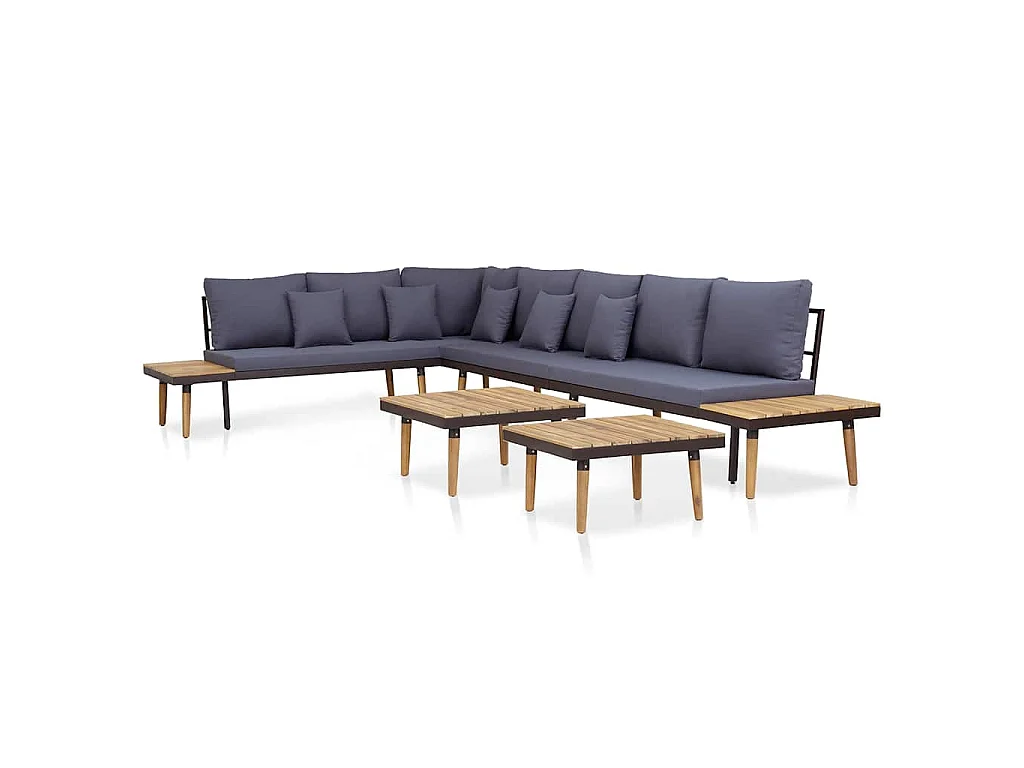 7-tlg. Garten-Lounge-Set mit Kissen Massivholz Akazie Braun