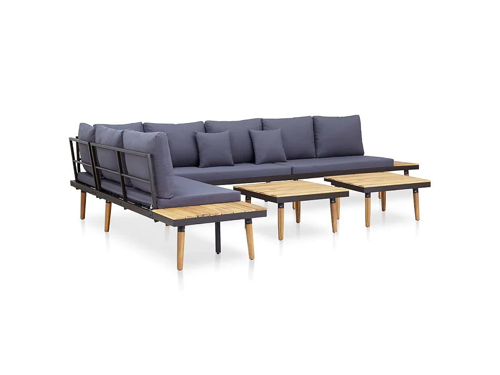 7-tlg. Garten-Lounge-Set mit Kissen Massivholz Akazie Braun