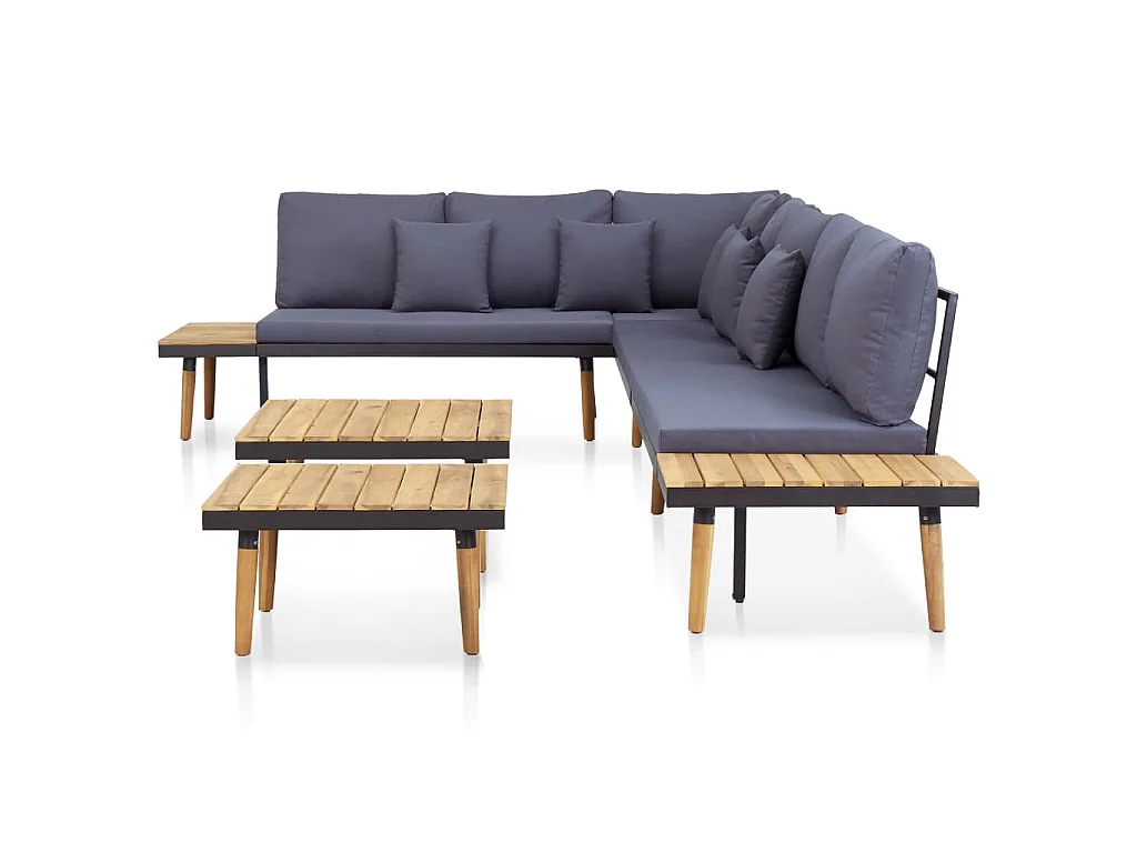7-tlg. Garten-Lounge-Set mit Kissen Massivholz Akazie Braun