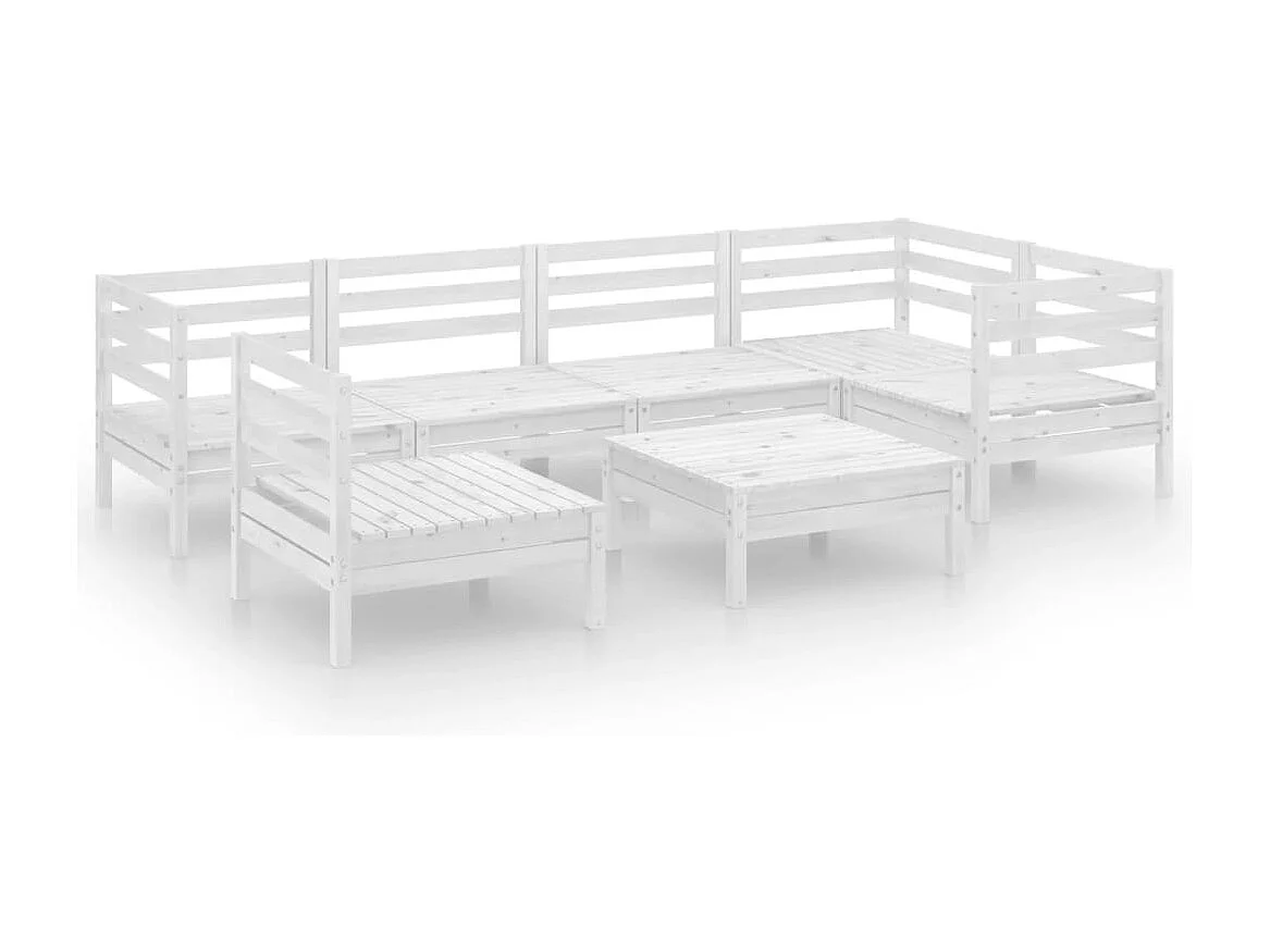 7-tlg. Garten-Lounge-Set Massivholz Kiefer Weiß