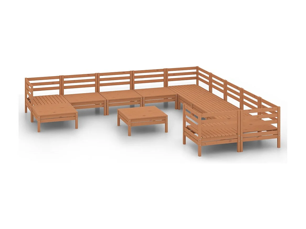 12 pcs conjunto lounge de jardim pinho maciço castanho mel