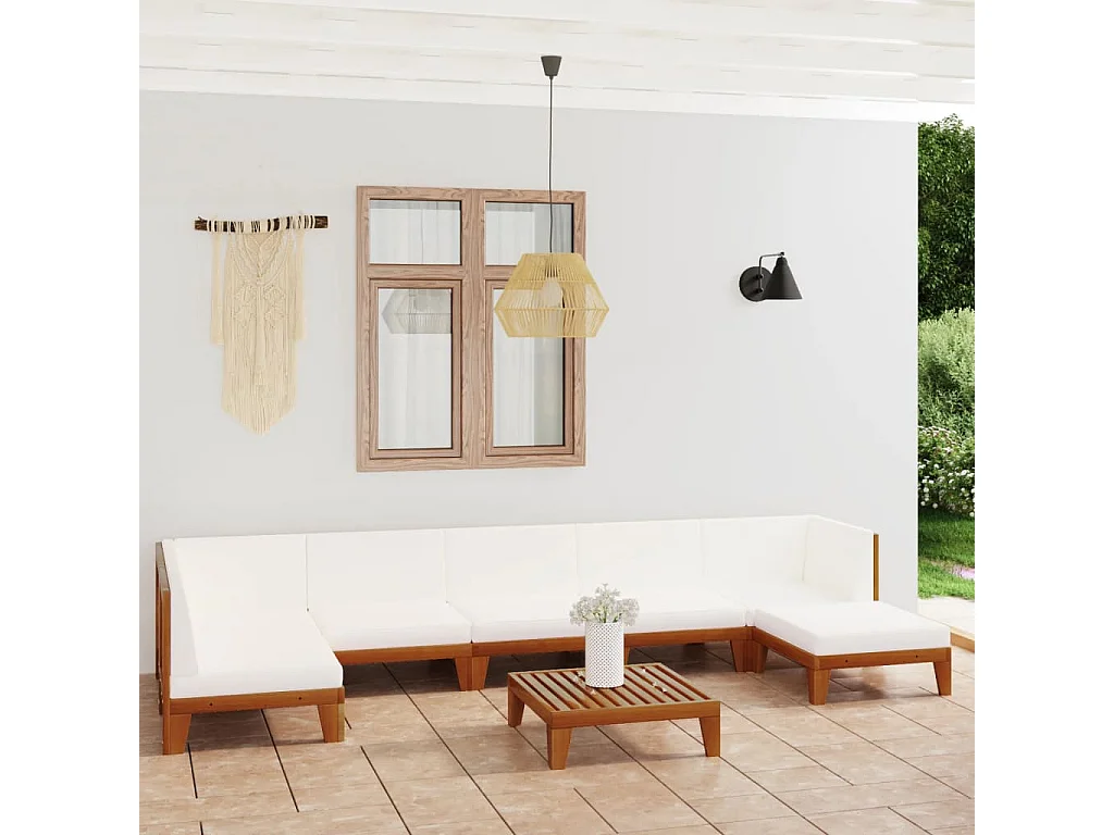 8-tlg. Garten-Lounge-Set mit Kissen Massivholz Akazie