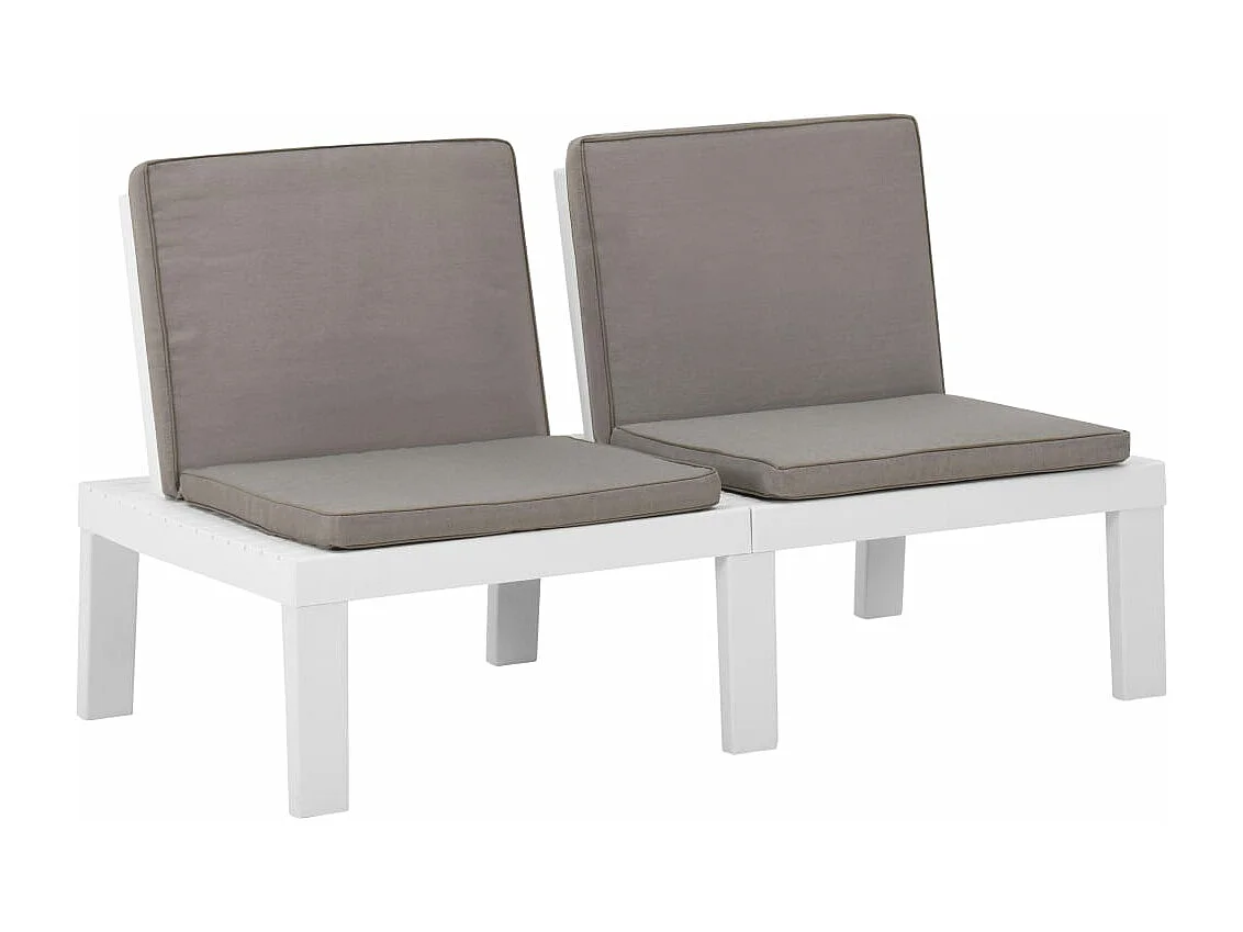 Salon de jardin 4 pcs avec coussins Plastique Blanc