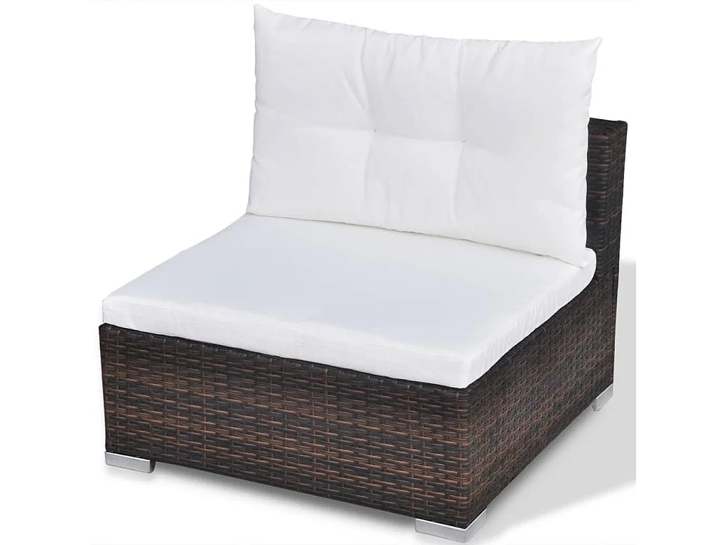 10-delige Loungeset met kussens poly rattan bruin