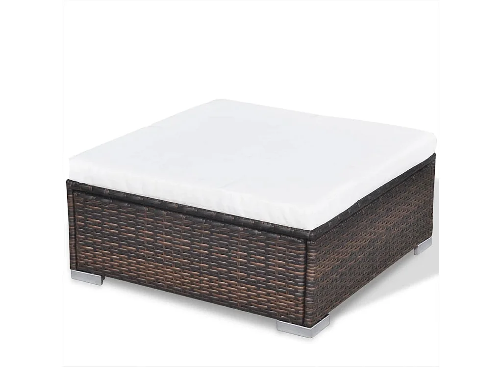 10-delige Loungeset met kussens poly rattan bruin
