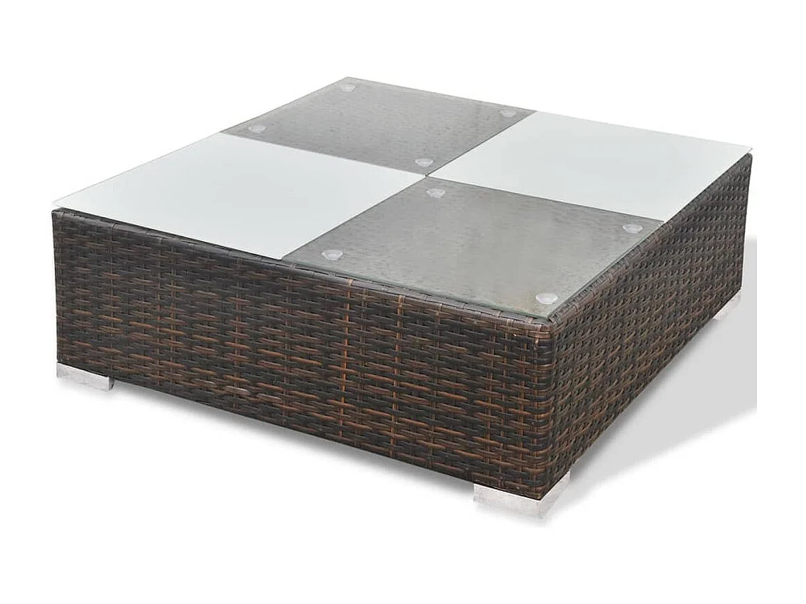 10-delige Loungeset met kussens poly rattan bruin