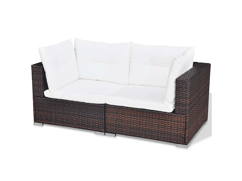 Salon de jardin 10 pcs avec coussins Résine tressée Marron