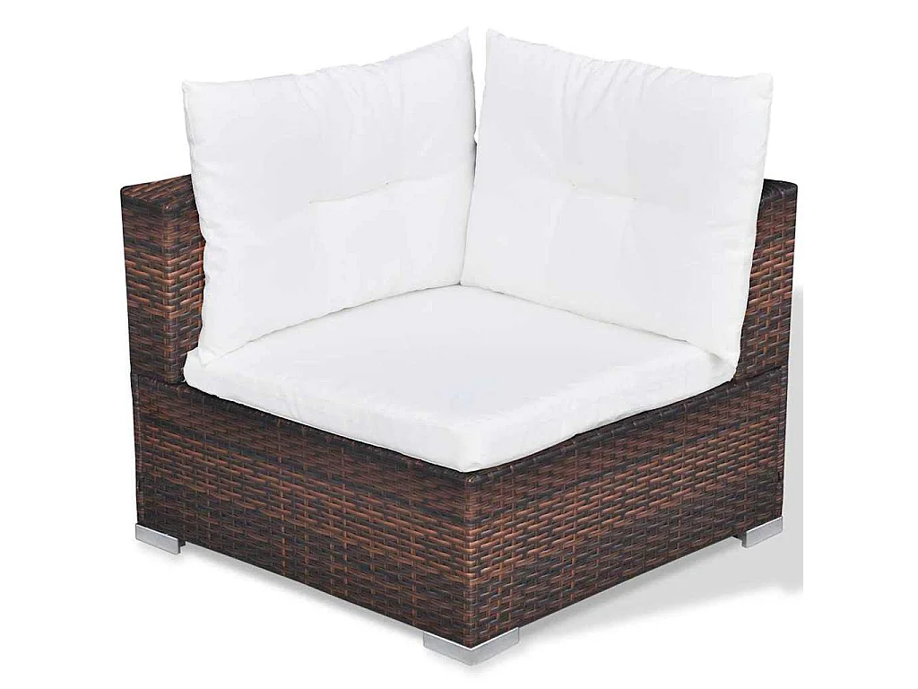 Salon de jardin 10 pcs avec coussins Résine tressée Marron