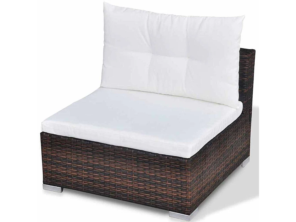 Salon de jardin 10 pcs avec coussins Résine tressée Marron