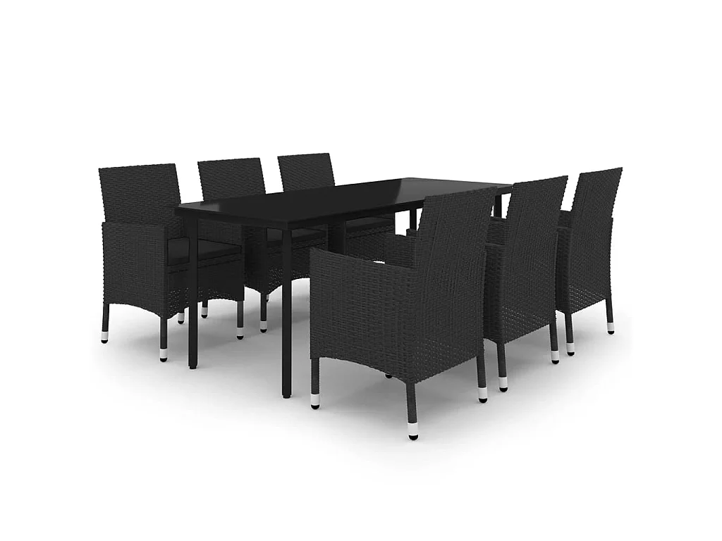 7-delige Tuinset met kussens poly rattan en glas