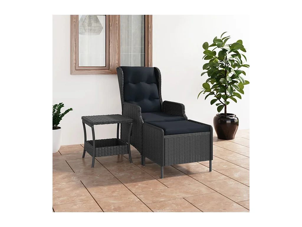 Salon de jardin 2 pcs avec coussins résine tressée gris foncé