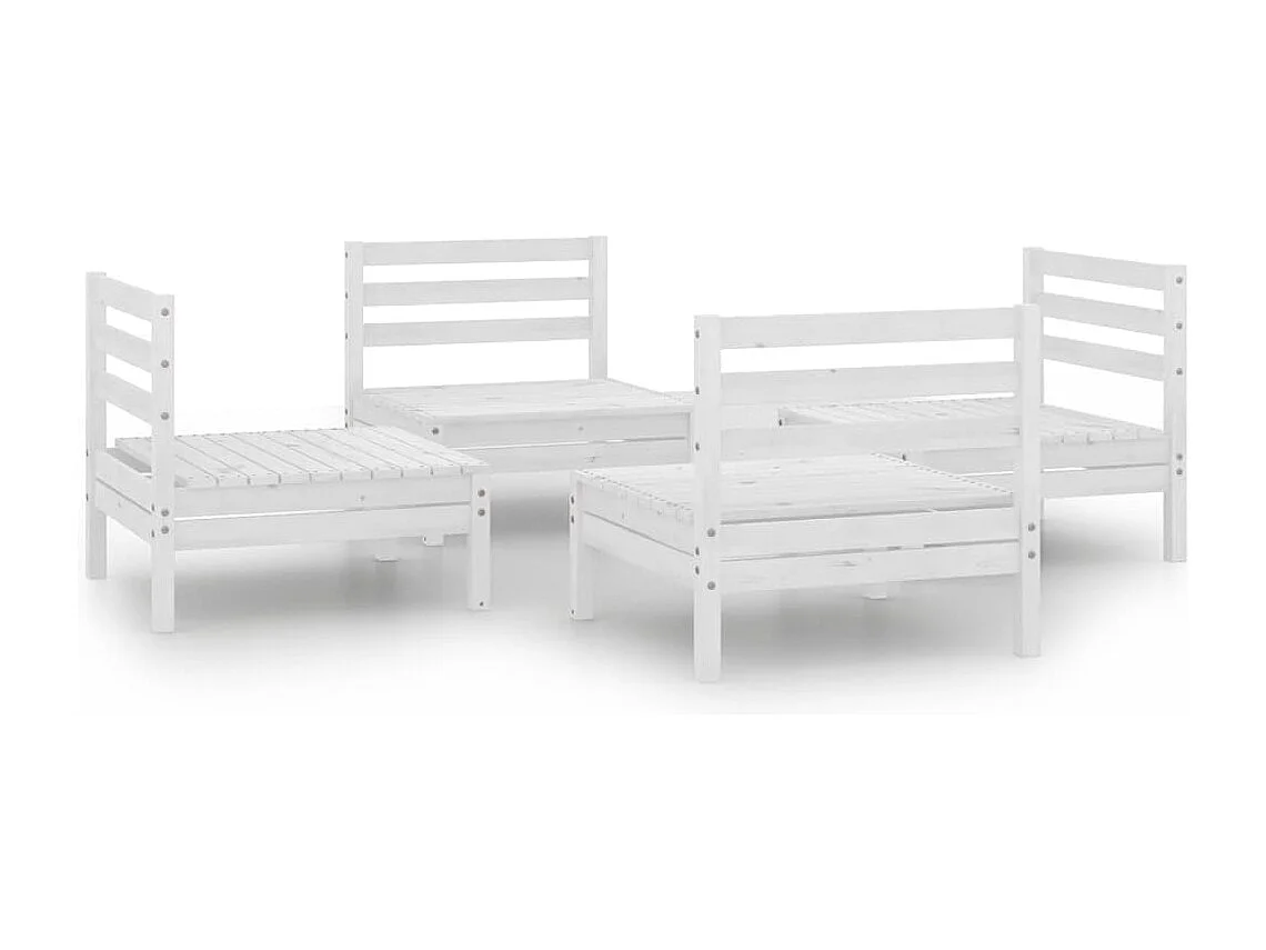 4 pcs conjunto lounge de jardim pinho maciço branco