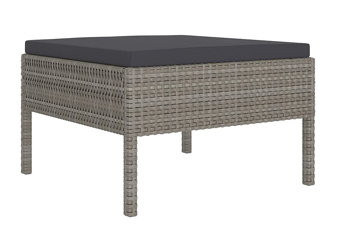 2-delige Loungeset met kussens poly rattan grijs